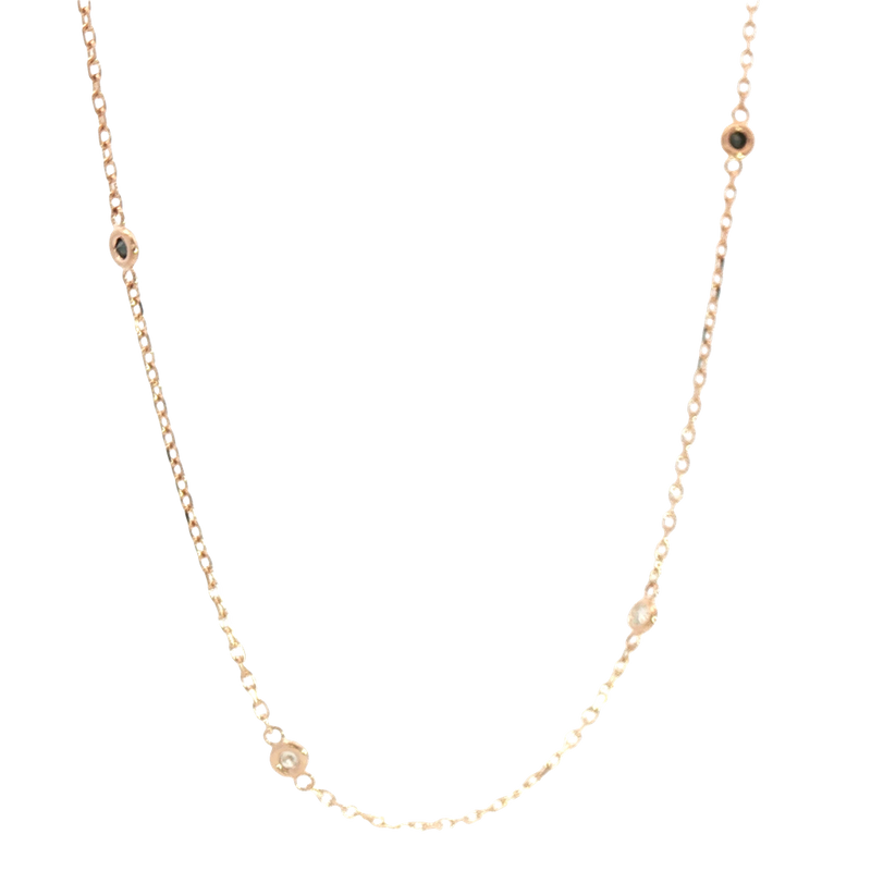 Elegant Diamond Necklaces 14K Rosé Gold 0.31 Carats Black & White Diamond Station Necklace - 18 Inch