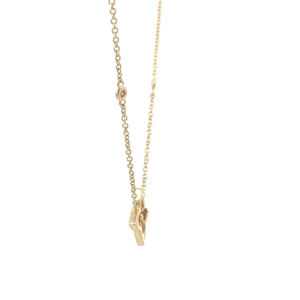 Elegant Diamond Necklaces 14K Gold Yellow 0.15 Carats Diamond Drop Four Point Star Necklace - 18 Inch