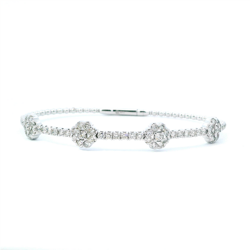 Sophisticated & Timeless Diamond Bracelets 14K Gold White 2.15c Diamond Flex Bangle Bracelet - 2.15 CTW