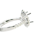 Elegant Diamond Mountings 18K White Gold  2.0 Carats Round Diamond Halo Semi Mount Ring - 1.14 Carats