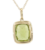 Vibrant Colored Stone Necklaces 14K Yellow Gold 4.25 Carats Peridot & 0.22 Carats Diamond Halo Necklace - 18 Inch
