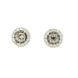Classic & Contemporary 18K White Gold Semi Mount Stud Earrings & 1.01 Carats Diamond Halo Jackets