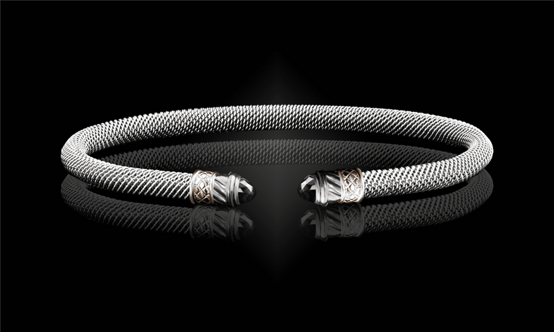 Elegant & Eye Catching Sterling Silver & 14K Yellow Gold Lab Grown Alexandrite Cuff Bracelet - 6.5 Inch