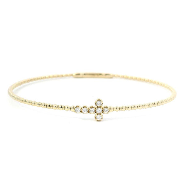 Sophisticated & Timeless Diamond Bracelets 14K Gold Yellow & Titanium Flexible Bangle Bracelet - 0.15 CTW, Size 6.75 Inch