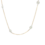 Elegant Diamond Necklaces 14K Yellow & White Gold 1.50 Carats Diamond Station Necklace - 18 Inch