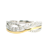 Elegant Diamond Bands 18K Yellow & White Gold 0.69 Carat Diamond Infinity Design Band