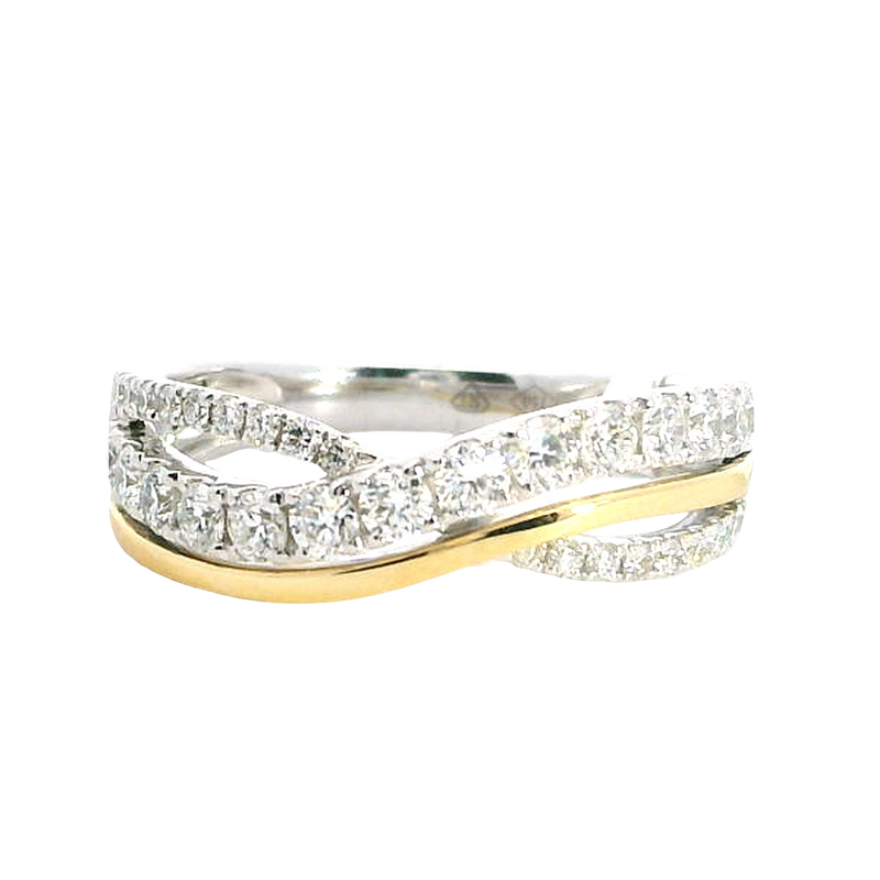 Elegant Diamond Bands 18K Yellow & White Gold 0.69 Carat Diamond Infinity Design Band