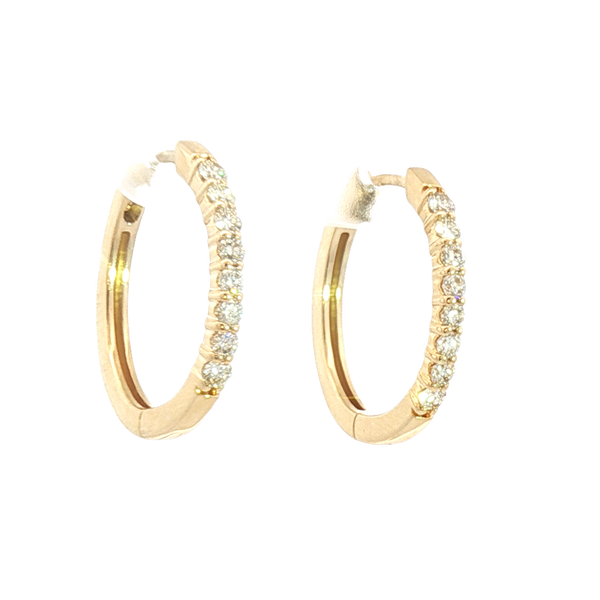 Classic & Contemporary 14K Yellow Gold 1/2 Carats Diamond Medium Hoop Earrings