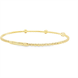 Sophisticated & Timeless Diamond Bracelets 14K Gold Yellow & Titanium Beaded & Bezel Diamond Flexible Bangle Bracelet - 0.40 CTW, Size 6.75 Inch