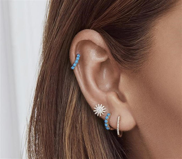 Classic & Contemporary 14K Yellow Gold 0.08 Carats Diamond Huggie Earrings