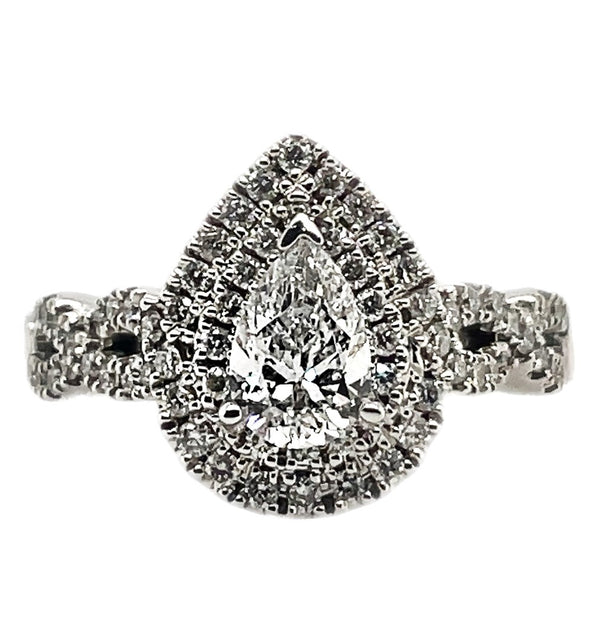 White 14 Karat Gold 1.25 Carats Diamond Halo Engagement Ring