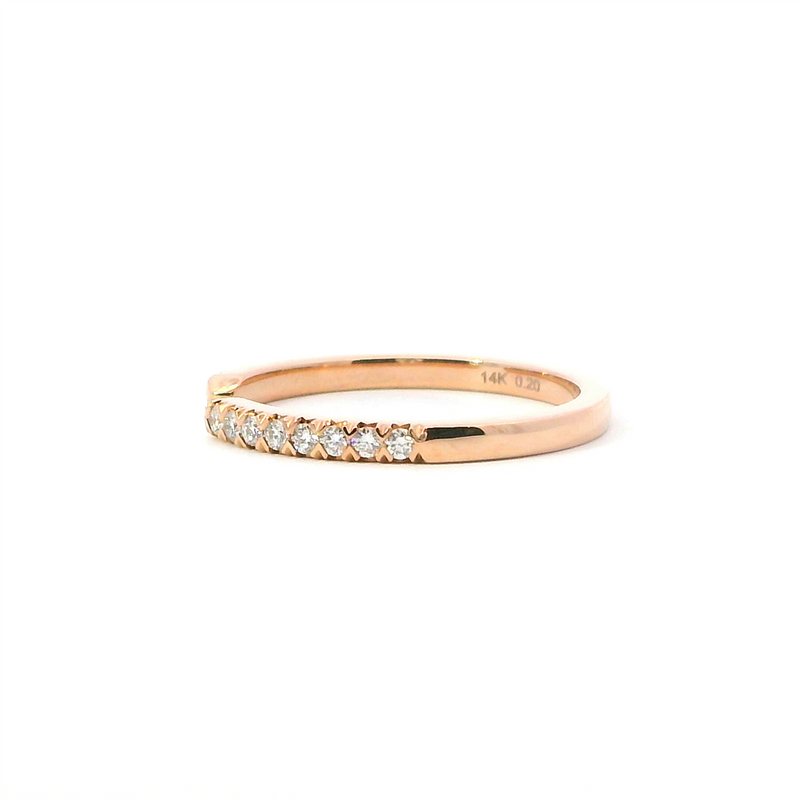 Elegant Diamond Bands 14K Gold Rose Stackable 0.20 Carats Diamond Negative Space Anniversary Band