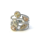 Elegant & Trendy 18K White Gold 1.55 Carats Fancy Diamond & 0.86 Carats Round Cut Diamond Halo Split Band Ring