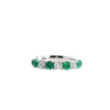Bold & Elegant 18K Gold White Stackable Color Stone Fashion Ring - White gold 18K Alternating 0.60 Carats Emerald & 0.57 Carats Diamond Band