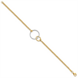 Elegant & Durable Designs 10K Yellow & White Gold Rolo Bracelet - 7.5 Inch