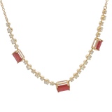 Vibrant Colored Stone Necklaces 14K Yellow Gold 1.40 Carats Ruby & 0.50 Carats Diamond Flexible Bar Necklace - 18 Inch