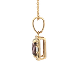 Vibrant Colored Stone Necklaces 14K Yellow Gold Rectangular Cushion 1.29 Carats Spinel & 0.16 Carats Baguette & Round Cut Diamond Halo Necklace - 18 Inch