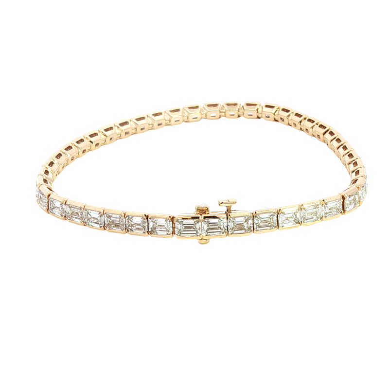 Sophisticated & Timeless Diamond Bracelets 14K Yellow Gold Emerald Cut 8.67 Carats Lab Grown Diamonds Tennis Bracelet - 7 Inch