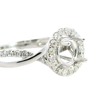 Elegant Diamond Mountings 18K White Gold 1.0 Carat Round Diamond Halo Semi Mount Ring - 0.39 Carats