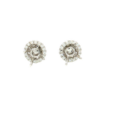 Classic & Contemporary 18K White Gold Semi Mount Stud Earrings & 0.28 Carats Diamond Halo Jackets