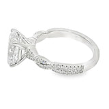 Elegant Diamond Mountings 14K White Gold Oval Cut Cubic Zirconium & 0.24 Carats Diamond Engagement Ring