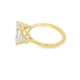 Elegant Diamond Mountings 14K Yellow Gold Emerald Cut Cubic Zirconium & Baguette Cut 0.40 Carats Diamond Engagement Ring