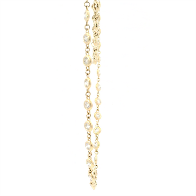 Elegant Diamond Necklaces 14K Gold Yellow 3.02 Carats Round Diamond Station Necklace - 18 Inch