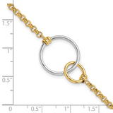 Elegant & Durable Designs 10K Yellow & White Gold Rolo Bracelet - 7.5 Inch