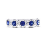 Bold & Elegant 14K White Gold 0.70 Carats Blue Sapphire & 0.20 Carats Diamond Halo Ring