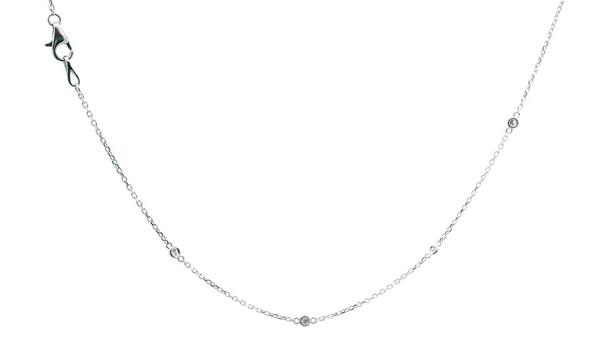 Elegant Diamond Necklaces 14K Gold White 0.29 Carats Diamond Station Necklace - 18 Inch