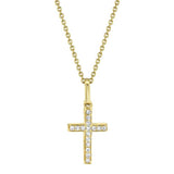 Elegant Diamond Necklaces 14K Yellow Gold 0.06 Carats Diamond Cross Necklace - 18 Inch