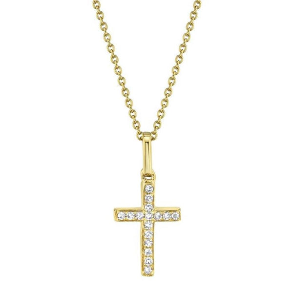 Elegant Diamond Necklaces 14K Yellow Gold 0.06 Carats Diamond Cross Necklace - 18 Inch