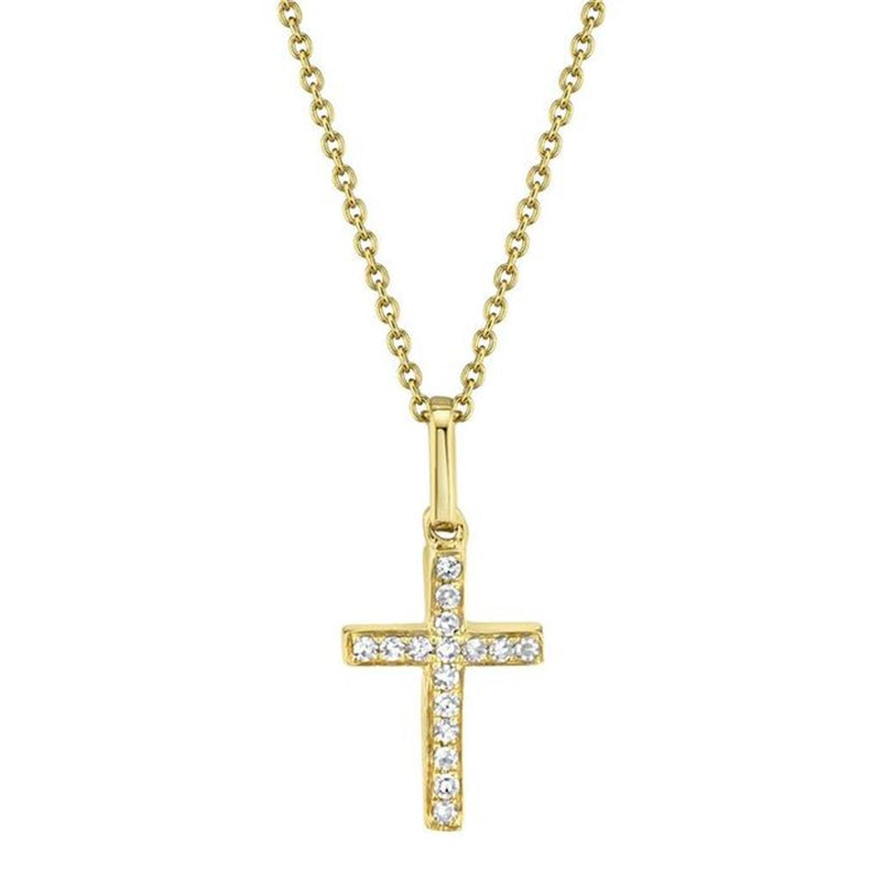 Elegant Diamond Necklaces 14K Yellow Gold 0.06 Carats Diamond Cross Necklace - 18 Inch