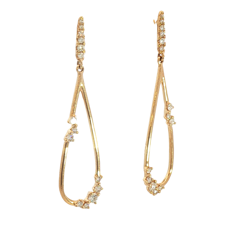 Classic & Contemporary 18K Yellow Gold 0.29 Carats Diamond Dangle Earrings