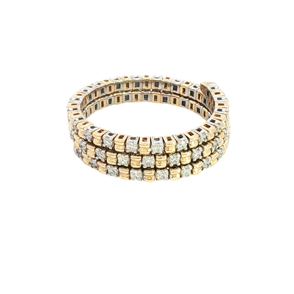 Elegant & Trendy 14K Yellow & White Gold 0.51 Carats Diamond Flexible Bypass Ring