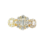 Elegant & Trendy 18K Yellow Gold 1.45 Carats Diamond Fashion Triple Halo Ring