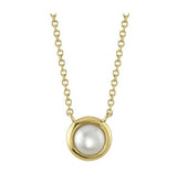 Elegant Pearl Necklaces & Pendants 14K Yellow Gold Bezel Set 4.8-5.0MM Pearl Necklce - 18 Inch