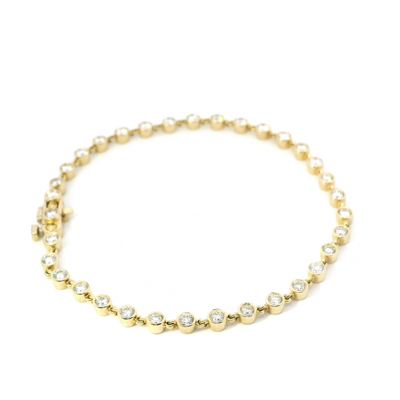 Sophisticated & Timeless Diamond Bracelets 14K Gold Yellow Bezel Diamond Tennis Bracelet - 2.0 CTW, Size 7 Inch