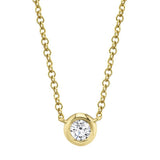 Yellow 14 Karat Gold 1/5 Carats Diamond Solitaire Necklace