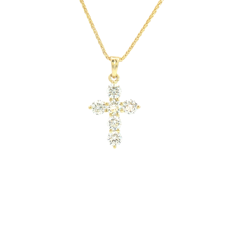 Elegant Diamond Necklaces & Pendants 18K Yellow Gold 1.1 Carats Diamond Medium Cross Pendant