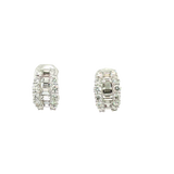 Classic & Contemporary 18K Gold White 1.39 Carats Baguette & Round Diamond Huggie Earrings