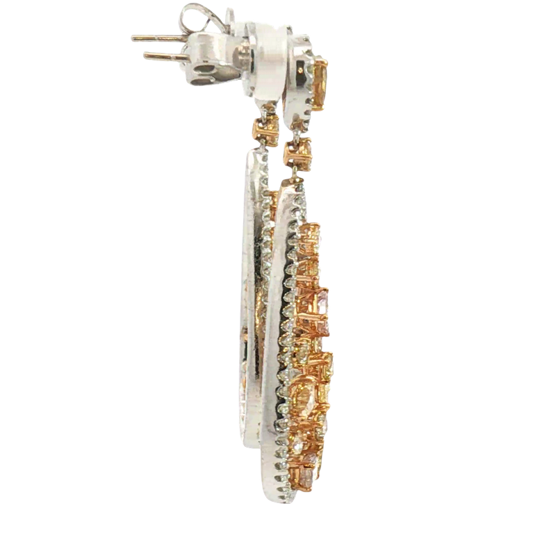 Classic & Contemporary 18K White Gold 4.31 Carats Diamond & Fancy Color Diamond Accented Dangle Earrings