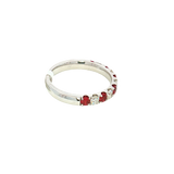 Bold & Elegant 18K White Gold 0.54 Carats Ruby & 0.40 Carats Diamond Stackable Color Stone Fashion Ring