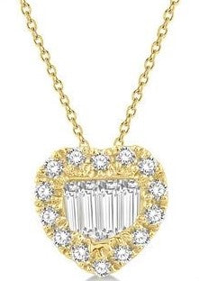 Yellow 14 Karat Gold 0.2 Carats Diamond Heart Pendant