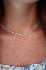 Elegant Diamond Necklaces 18K White Gold 6.02 Carats Diamond Riviera Tennis Necklace - 17 Inch