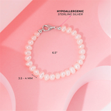 Elegant Pearl Bracelet - 3.5 - 4.5 MM Freshwater Cultured Pearl & Sterling Silver Bracelet - 4.5 Inch