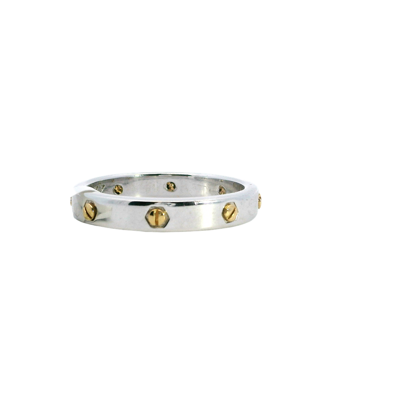 White and Yellow 18K Gold Cartier Inspired Wedding Band