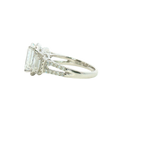 14K Gold White Halo Emerald Cut Diamond Engagement Ring - Lab-Grown 4.54 CTW Diamond