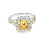 Elegant Diamond Mountings 18K White & Yellow Gold 0.82 Carats Diamond Halo Semi Mount Ring