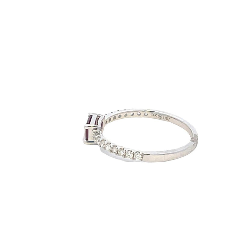 Bold & Elegant 14K White Gold Stackable  0.76 Carats Ruby & 0.20 Carats Diamond Fashion Ring